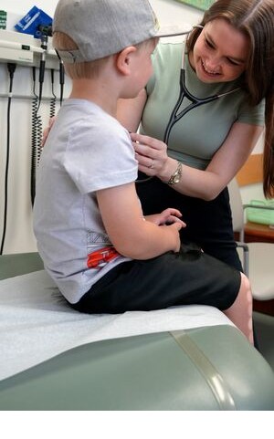 Doctor examining a child
