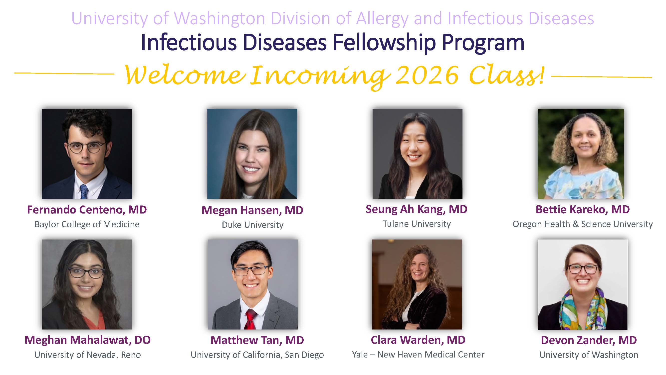 Headshots of matched fellows